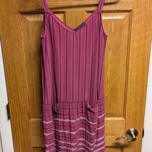 Theory Pink Striped Beaded Midi Dress